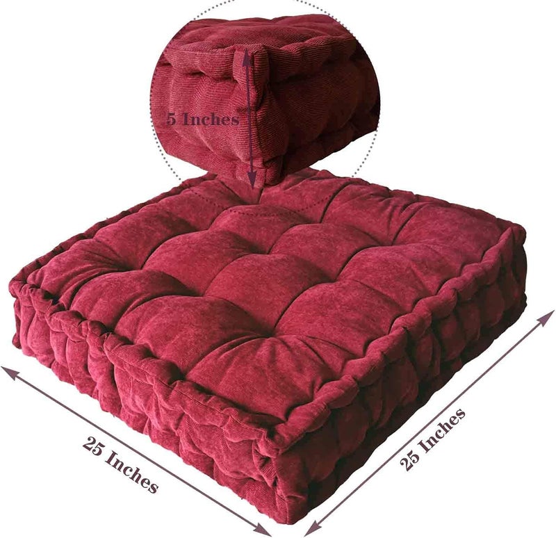 Verpert Floor Pillow 25x25 Inch, Square Meditation Cushion Floor Seating for Adults, Oversized Tufted seat Cushion Reading Nook for Kids, Yoga Meditation Pillow for Sitting on Floor Maroon - Image 5